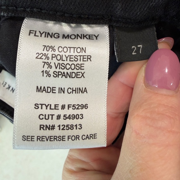 Flying Monkey Encourage - High Rise Loose Fit Wide Jeans, Faded Black, SIZE: 27 - Picture 6 of 11